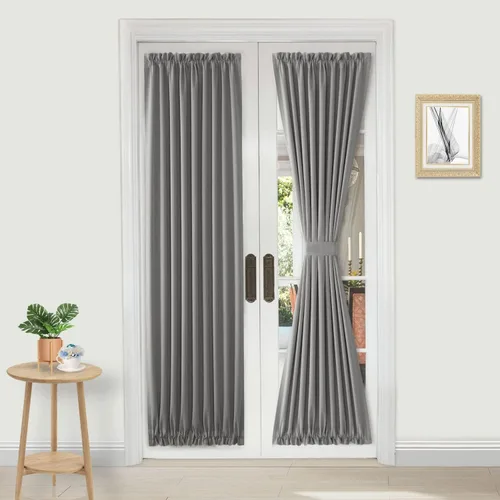 Miniatura 49 de DWCN Cortinas para puerta francesa: cortina térmica con bolsillo para barra para puertas con ventana de vidrio, puertas de cocina y patio