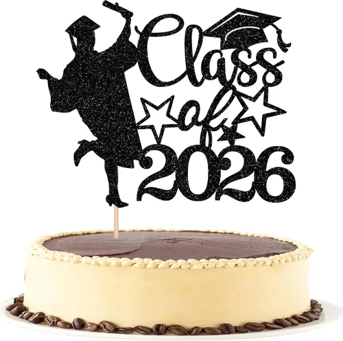 Miniatura 54 de 1 paquete de decoración para tarta de graduación para niña, con purpurina, para diploma, decoración para adultos mayores 2026, para niñas, escuela