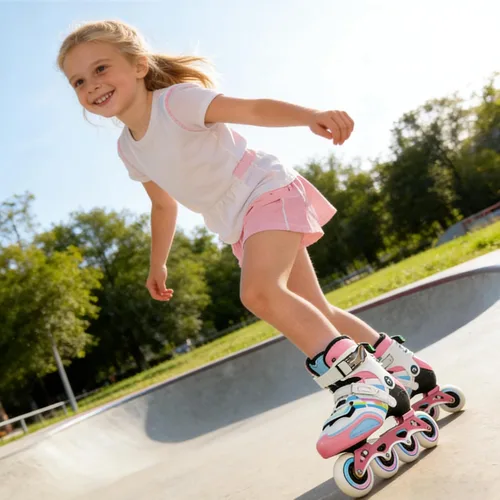 Miniatura 8 de Patines en línea para niñas y niños, patines de fibra de carbono de rendimiento para niños de 4 a 12 años con ruedas de poliuretano, divertidos