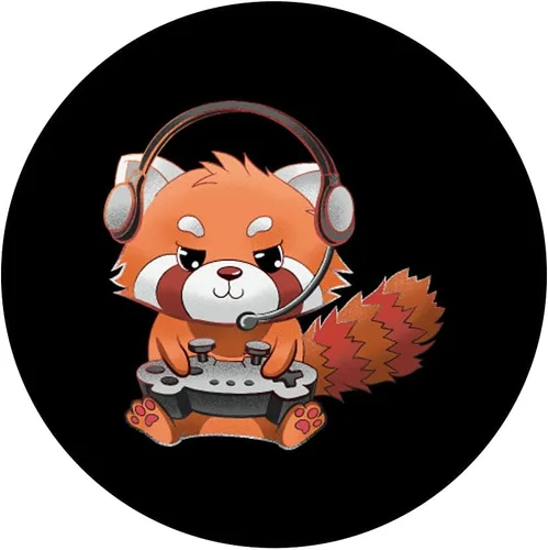Miniatura 3 de Lindo Panda Rojo Gamer Divertido Juegos Panda Rojo Amante PopSockets PopGrip Swappable