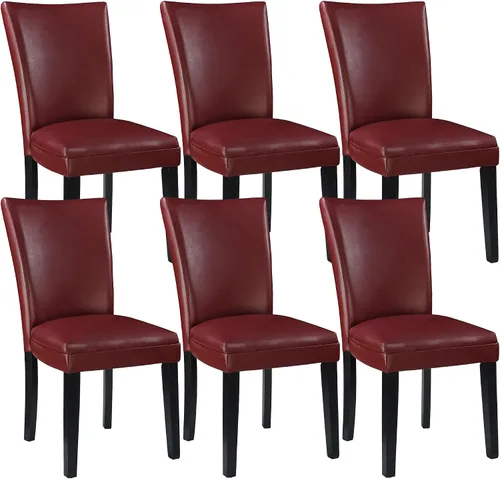 Miniatura 11 de LEEMTORIG Juego de 2 sillas de comedor de piel sintética modernas de mediados de siglo, sillas Parsons tapizadas de lujo con patas de madera maciza