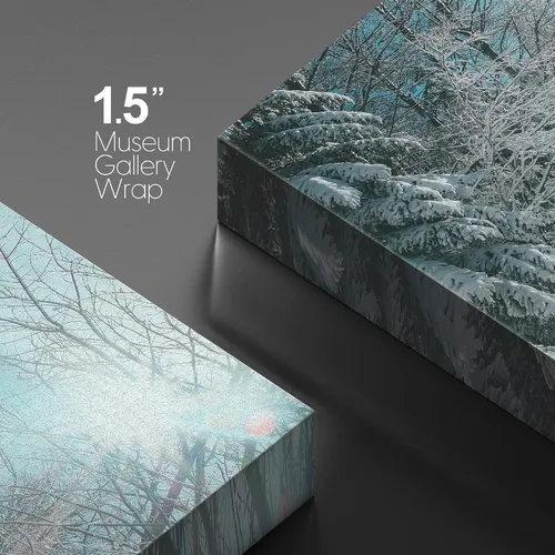 Miniatura 4 de wall26 - Cuadro en lienzo para pared, bosque de pinos cubierto de nieve, naturaleza, área silvestre, fotografía, arte moderno, rústico, pintoresco