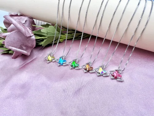 Miniatura 7 de CSIYANJRY99 Collar con colgante de cristal de mariposa, bohemio, tono plateado, cristales, joyas, collares, regalos para mujeres y niñas