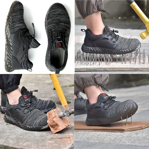 Miniatura 55 de SUADEX Zapatos deportivos con punta de acero para hombres y mujeres, indestructibles, ligeros, cómodos, antideslizantes, puntera compuesta