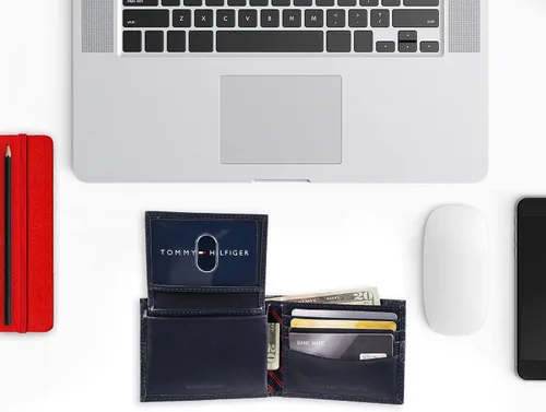 Miniatura 6 de Tommy Hilfiger Cartera de cuero genuino para hombre con múltiples ranuras para tarjetas