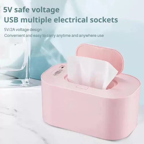 Miniatura 5 de Calentador de toallitas para bebés, dispensador portátil de gran capacidad con pantalla LED, soporte ajustable para toallitas húmedas para bebés