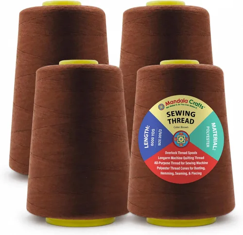 Miniatura 30 de Mandala Crafts 4 Pack of Serger Threads Cones Spools - 20S/2 24000 Yards Polyester Baby Blue Threads for Sergers Machine and Overlock Quilting