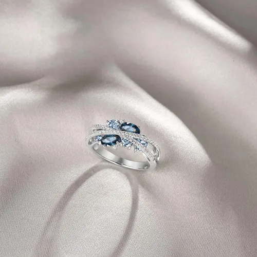 Miniatura 3 de Santuzza Anillo giratorio de plata de ley 925 Anillos de circonita cúbica blanca