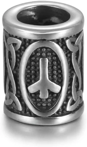 Miniatura 10 de 5 cuentas vikingas de acero inoxidable, cuentas espaciadoras de metal, cuentas espaciadoras de agujero grande, cuentas de tubo de plata antigua