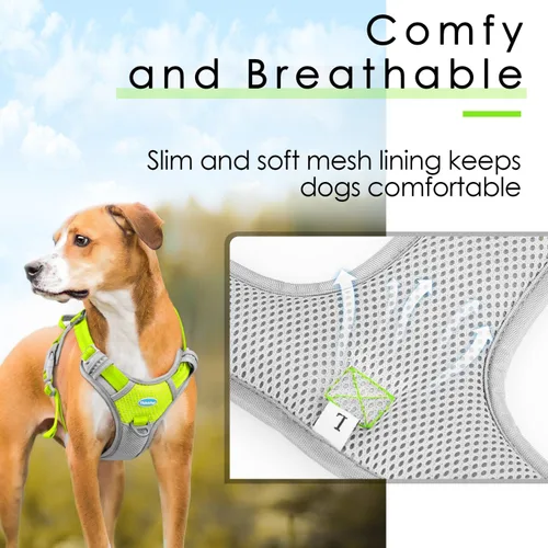 Miniatura 6 de ThinkPet Arnés deportivo transpirable, antitirones para perro, con asa, arnés reflectante y ajustable para perros medianos o grandes, clip trasero