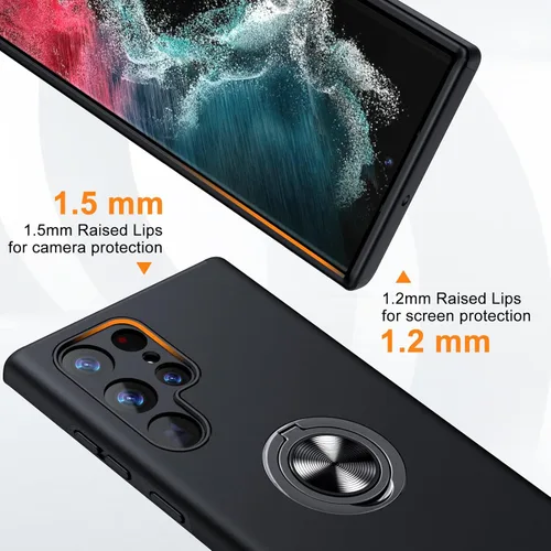 Miniatura 4 de JAME para Funda Samsung Galaxy S22 Ultra, Funda Protectora de Parachoques Suave y Delgada para Cubierta Samsung S22 Ultra, con Soporte de Anillo