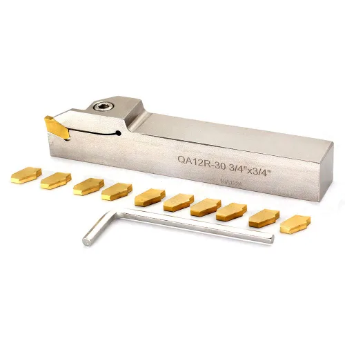 Miniatura 9 de OSCARBIDE 3/4" torno indexable ranurado titular de separación resistente niquelado QA12R-30 herramienta de corte a mano derecha con 10 piezas