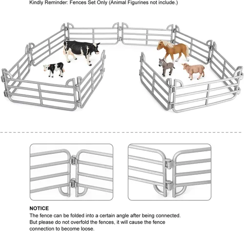 Miniatura 4 de Volnau Juego de 16 piezas de juguetes para valla de caballo, accesorios de panel, figuras de granja, figuras de animales de granero para niños