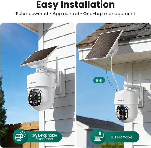 Miniatura 5 de SOLIOM - Cámaras de seguridad de 5MP inalámbricas para exteriores, sin suscripción y alimentadas por energía solar, 4 cámaras para seguridad