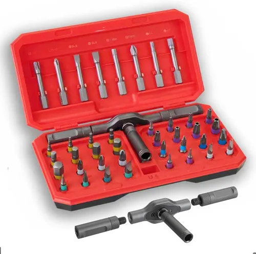 Miniatura 14 de Juego de destornilladores magnéticos 42 en 1, juego de destornilladores de trinquete DIY, accionamiento magnético multi bit con mango de trinquete