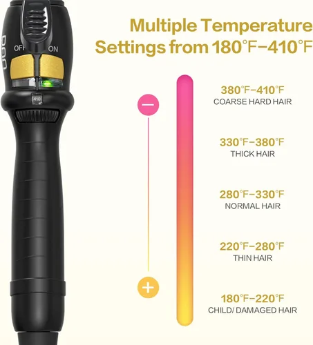 Miniatura 2 de DAN Technology Varita rizadora de 1 pulgada para ondas naturales suaves, rizador de pelo de cerámica turmalina con temperatura ajustable de 180 °F a