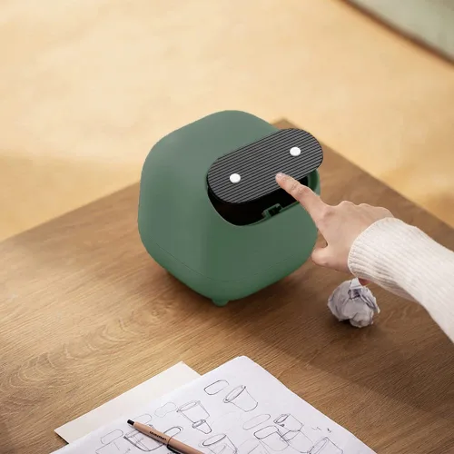 Miniatura 3 de Bote de basura pequeño de escritorio con tapa para escritorio, lindo mini cubo de basura verde a presión para oficina, encimera, mesa de café, Rosa