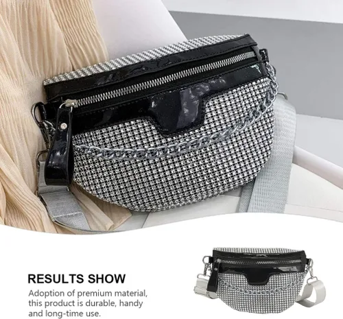 Miniatura 7 de Amosfun Riñonera con diamantes de imitación 10-12 para niñas con brillantina, 1 bolsa versátil cruzada para el pecho, bolsa de cintura para viajes
