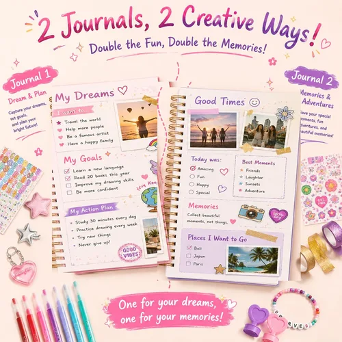 Miniatura 2 de OIHEW Kit de diario de bricolaje de más de 100 piezas para niñas adolescentes, suministros de álbumes de recortes y juego de papelería estética