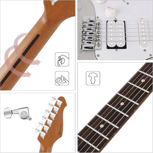Miniatura 6 de EASTROCK Kit de guitarra eléctrica de tamaño completo de 39 pulgadas para principiantes con amplificador de 10 W, bolsa, cejilla, correa