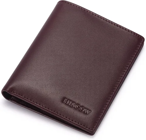 Miniatura 27 de HISCOW Billeteras plegables de cuero de grano completo para hombres, billetera minimalista delgada para hombre, regalos para papá, cumpleaños, día
