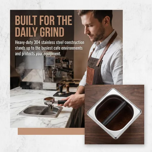 Miniatura 5 de Caja de café de 4.8 pulgadas, caja de café expreso, contenedor de café expreso, 4.8 pulgadas, absorbente de golpes, duradero, estilo barista