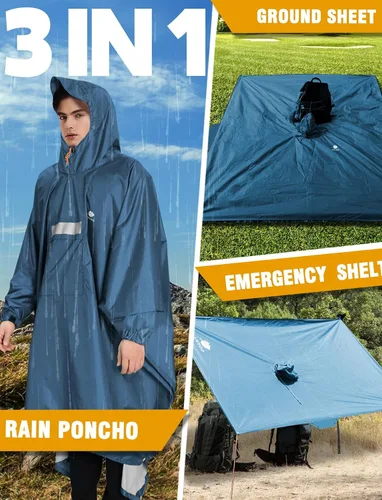 Miniatura 110 de ANYOO Poncho de lluvia con capucha para adultos, impermeable, ligero, para hombres y mujeres, chaqueta de lluvia reutilizable para emergencias al
