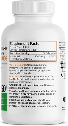 Miniatura 2 de Bronson Vitamina B12 1000 mcg de liberación sostenida tabletas premium sin OMG que apoyan el sistema nervioso, la función cerebral saludable