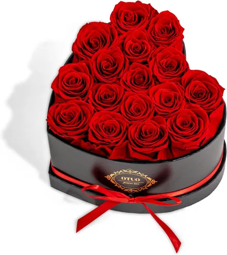 Miniatura 12 de 16 rosas preservadas en caja en forma de corazón, flores para entrega Prime que duran hasta 2 años, flores reales eternas para esposa, novia, madre