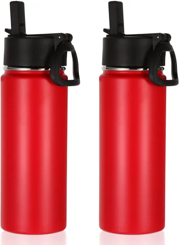 Miniatura 34 de Volhoply Paquete a Granel de 8 Botellas de Agua Aisladas de 18 Onzas, Botellas de Agua de Acero Inoxidable para Niños con Tapa con Pajita, Botella