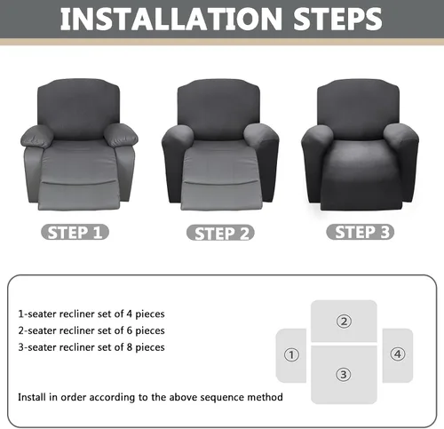 Miniatura 6 de OQHAIR Funda de terciopelo para sillón reclinable grande, 4 piezas, elástica, suave, con bolsillos, protector de muebles, color beige, 2 plazas
