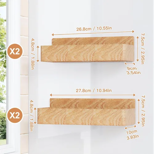 Miniatura 3 de Mystozer Estante magnético para especias para refrigerador, organizador de cocina y estante de almacenamiento, grano de madera (paquete de 4)