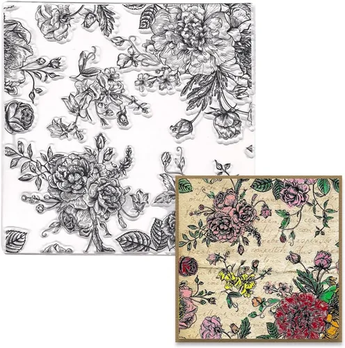 Sellos transparentes de fondo – flores, rosas, hojas marco – sellos de goma transparente para álbumes de recortes de bricolaje