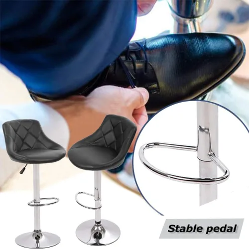 Miniatura 6 de BestOffice Taburetes de bar de altura de mostrador, juego de 2 taburetes de bar giratorios, sillas de bar ajustables en altura con respaldo de cuero