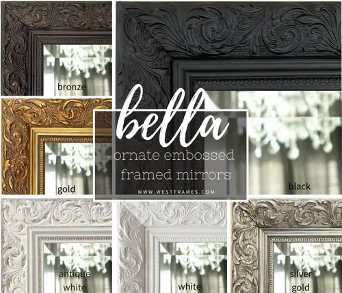 Miniatura 6 de West Frames Espejo de pared con marco en relieve de Bella (22.25" x 28.25", color blanco)