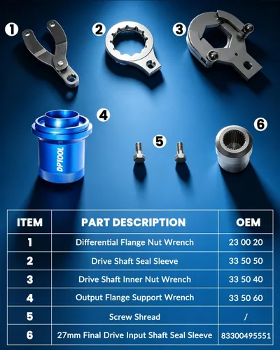 Miniatura 2 de DPTOOL Kit de herramientas de extracción de diferencial de eje de transmisión trasero compatible con BMW E70 E90 E91 E92 X3 X5 X6 RWD 4WD reemplazar