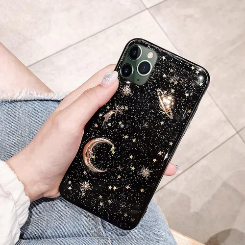 Miniatura 2 de Funda para Apple iPhone 11 Pro Max 3D Bling Planet Glitter con Space Sparkle Moon Star Universe Flexible Soft TPU Protección a prueba de golpes