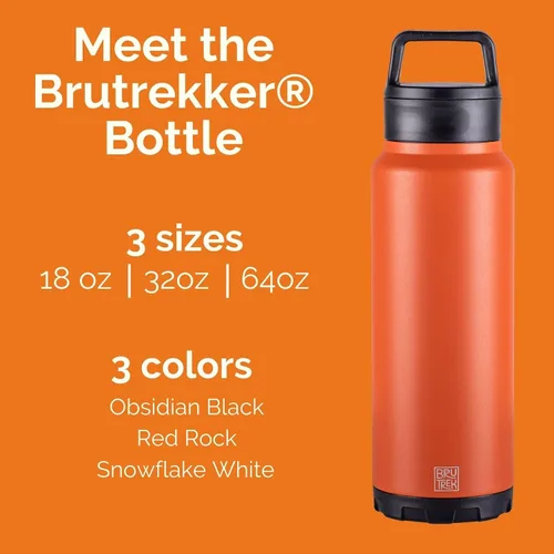 Miniatura 3 de BruTrek ker Bottle – Vaso aislado de acero inoxidable mantiene las bebidas calientes o frías, 2 piezas con tapa para bebidas y verter, reutilizable