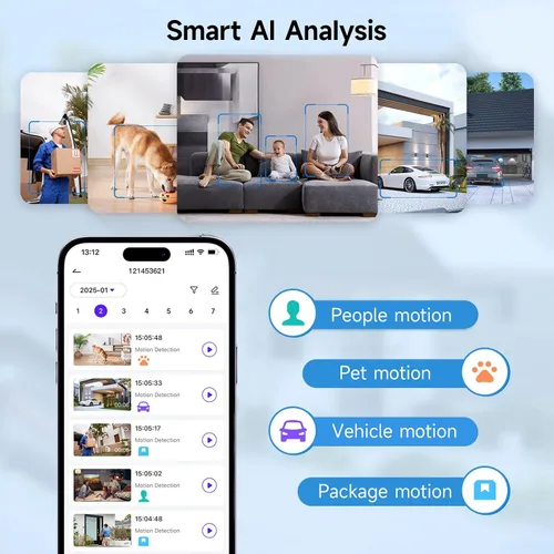 Miniatura 6 de Ediloca Cámaras de seguridad inalámbricas para exteriores, 2K Pan Rotación de 300° Cámara WiFi alimentada por batería con detección humana PIR