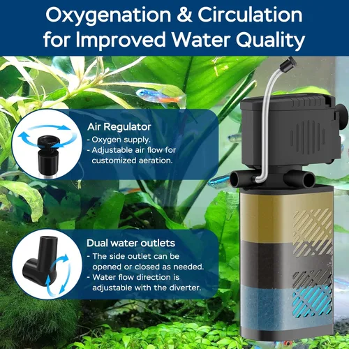 Miniatura 4 de Filtro de acuario para tanques de 60 a 100 galones, filtro interno grande para peces, potentes bombas sumergibles, filtro de peces, filtro de tanque
