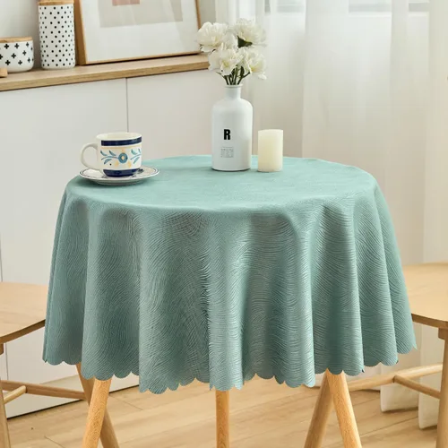 Miniatura 15 de Mantel redondo de jacquard de 63.0 in, resistente al agua, peso pesado, suave, lavable a máquina, color negro