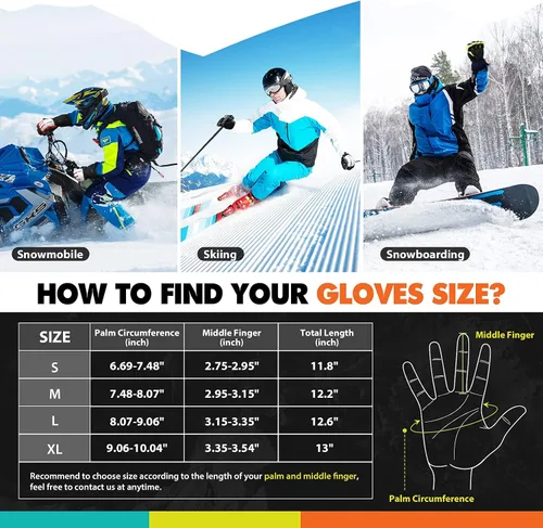 Miniatura 3 de Hikenture Guantes de esquí para hombres y mujeres 3M Thinsulate guantes de nieve impermeables aislados - Guantes de snowboard para clima frío