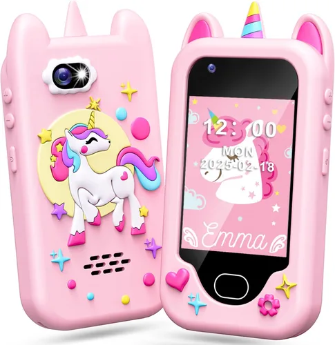 Miniatura 9 de Teléfono inteligente para niños, pantalla táctil, teléfono celular de doble cámara para niños, regalos de cumpleaños, dinosaurio para niños de 3 a
