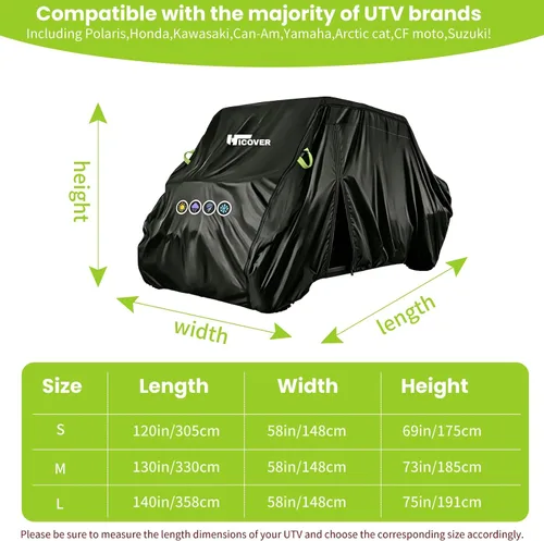 Miniatura 4 de Funda Oxford UTV 600D resistente, protección para todo tipo de clima, con rejillas de ventilación y tiras reflectantes para Polaris Ranger 570 500