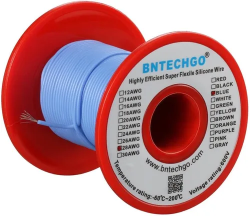 Miniatura 12 de BNTECHGO Carrete de alambre de silicona de calibre 28 rojo 250 pies Flexible 28 AWG alambre de cobre estañado trenzado