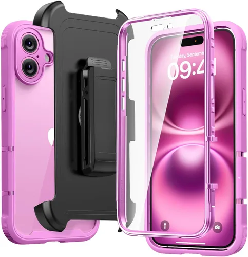 Miniatura 150 de Diaclara - Funda compatible con iPhone 11, carcasa resistente de cuerpo completo con protector de pantalla integrado sensible al tacto y Transparente