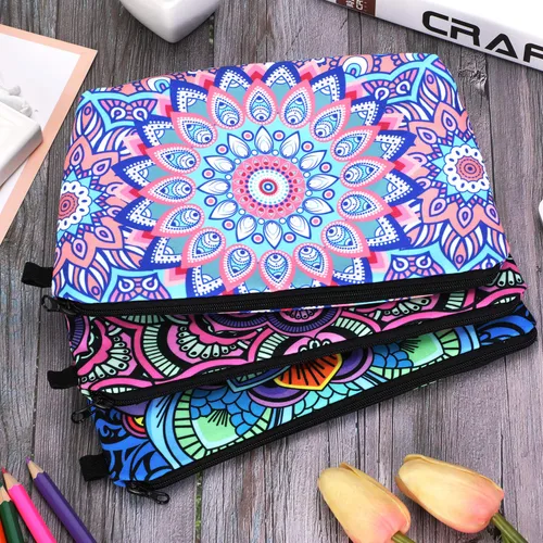 Miniatura 4 de Boao Bolsa de cosméticos de 8 piezas, bolsa de maquillaje, bolsa de viaje impermeable para artículos de tocador con diseño de flores de mandala, 8