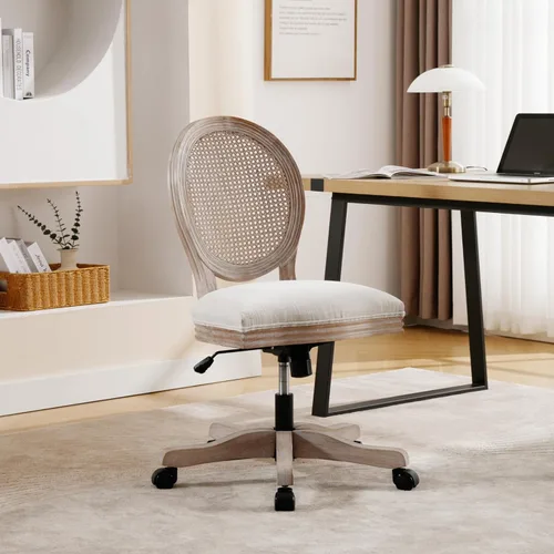 Miniatura 8 de HEAH-YO Juego de 1 sillas de escritorio modernas sin brazos, silla giratoria para computadora con ruedas y reposabrazos, silla de oficina ajustable