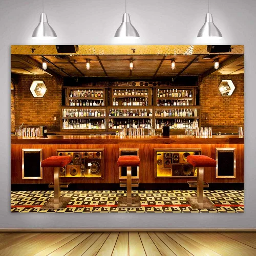 Speakeasy ZYME1185 - Telón de fondo de fotos de lujo, 7 x 5 pies, botellas de vino con alcohol, cafeterías, bebidas, club urbano, interior, taberna,