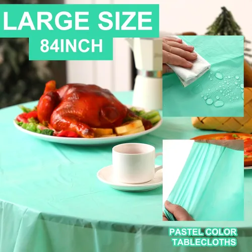 Ganeen 12 manteles redondos de plástico pastel arcoíris pastel de 84 pulgadas, desechables, de plástico, redondos, coloridos, para baby shower,